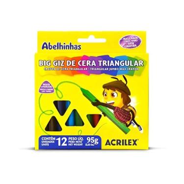 Imagem de Big Giz De Cera Escolar Acrilex Triangular  12 Cores Macio
