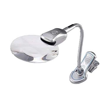 Imagem de MIIKHI Lupa de leitura de mesa com luz de LED Lupa de metal braço pescoço de ganso braçadeira industrial ajustável para leitura de escritório lupa