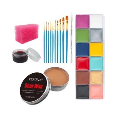 Imagem de Kit de Maquiagem SFX de 12 Cores para Halloween - Pintura Corporal, Fa