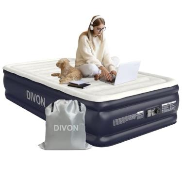 Imagem de DIVON Colchão De Ar Duplo Com Bomba Embutida, Colchão Inflável Com Autoinflagem/Desinflação Em 2 Minutos, Colchão Inflável Mais Espesso E Atualizado, Colchão De Ar Com Topo Flocado E Bolsa De Armaz