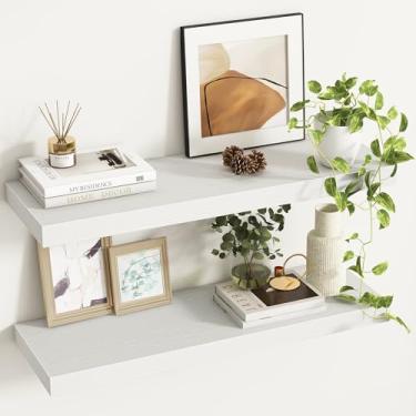 Imagem de Prateleiras flutuantes de 81 cm, prateleiras de parede rústicas de 23 cm de profundidade - Prateleira de armazenamento de parede extra mais profunda e mais grossa para cozinha, fazenda - Conjunto de 2