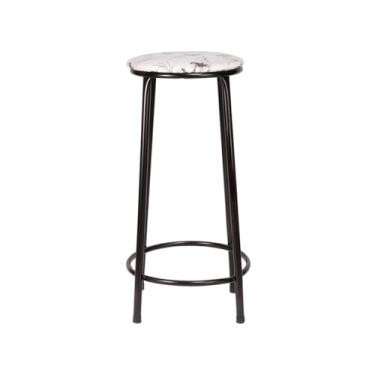 Imagem de Banqueta Alta Flex Sem Encosto Assento em Corino Estrutura Aço Tubular Cozinha Americana Balcão (FLORAL BRANCO)