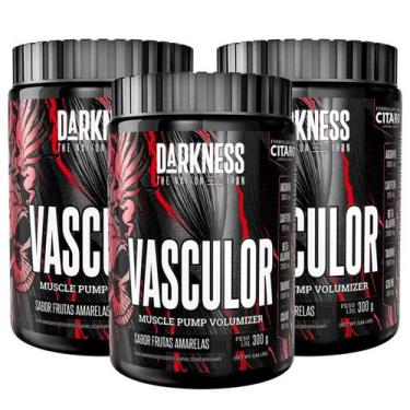 Imagem de 3x Pre treino Vasculor Darkness Frutas Amarelas 300g, Frutas Amarelas