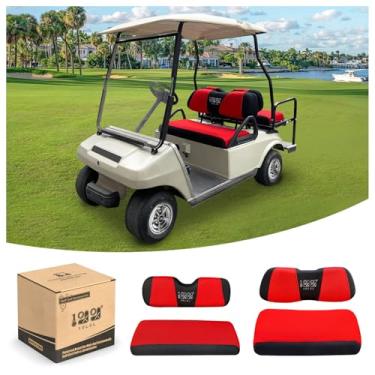 Imagem de 10L0L Conjunto de capas de banco dianteiro com assento traseiro para EZGO TXT RXV & Club Car DS 4 modelos de passageiros kit de capas de assento de banco respirável lavável tecido de malha de