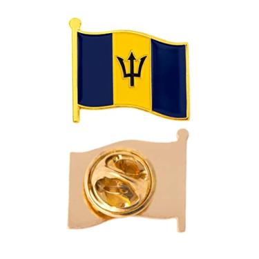 Imagem de Barbados Country esmalte feito de metal souvenir chapéu masculino feminino patriótico bandeira ondulada lapela pino)