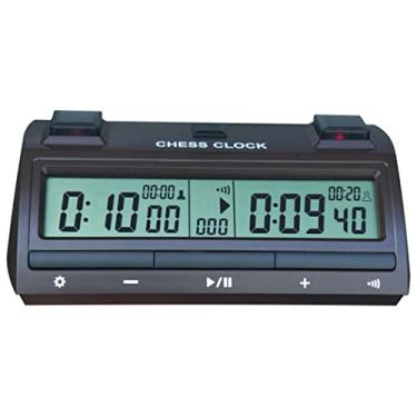 Imagem de Relógio de xadrez digital profissional para jogos de tabuleiro, ótimo para xadrez chinês Shogi Go, marrom