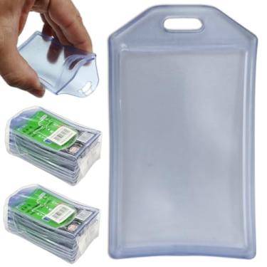 Imagem de Plástico Porta Cartão Crachá Documento Suporte Transparente Duro Rígido dois cartões (20)