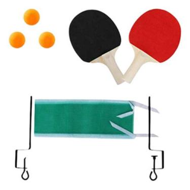 Imagem de Kit 2 Raquetes de Ping Pong Tênis De Mesa 3 Bolinhas e Rede - Rio Tiju