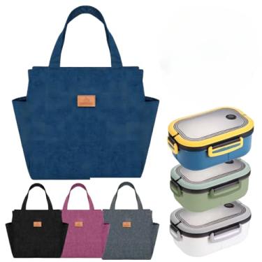 Imagem de Kit Pote Marmita 1,2L e Bolsa Térmica Grande para Trabalho Academia Curso Lancheira (PRETO)