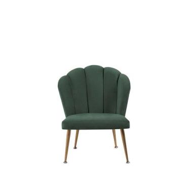 Imagem de Cadeira Petala Veludo Verde Base Aço Dourado 85x64x63 cm Daf