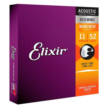 Imagem de Encordoamento Elixir 011 Custom Light Violao Aco 11027
