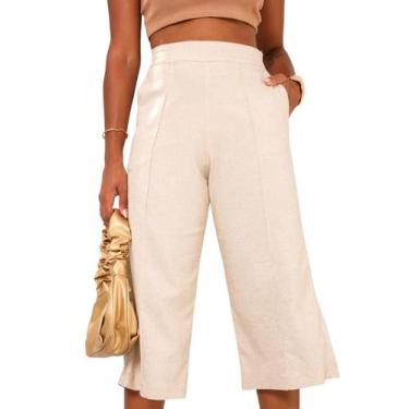 Imagem de Calça Pantacourt de Linho Bege - Mayara Manzano, Bege, GG