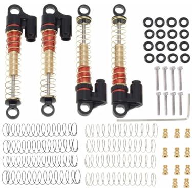 Imagem de 43mm Aluminum Double Barrel Shock Absorber Damper for Axial SCX24 Deadbolt C10 Wrangler Gladiator Bronco 1/24 RC Car Upgrade Part 4Pcs/Set(Black)