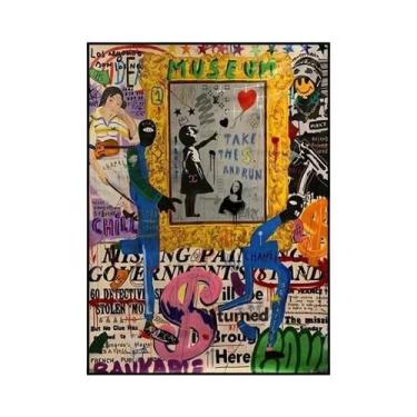 Imagem de Nordic Banksy Graffiti Estilo Pintura Em Tela Arte De Parede Poster Mo