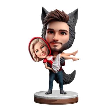 Imagem de Boneco feito à mão com cabeça dupla de fantasia com lobo – Boneco parecido com capuz da sua foto para colecionadores de contos de fadas Memento exclusivo de exibição de histórias encantadas