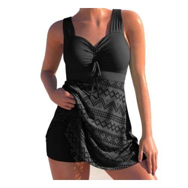 Imagem de Maiô Retrô Plus Size Saia Rendada com Shorts  44-MR - Nuwa Marte, Pret