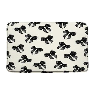Imagem de Tapete de banho bonito com laço preto, moderno, estético, aquarela, laço, simples, chique, para decoração de banheiro, tapete de chão