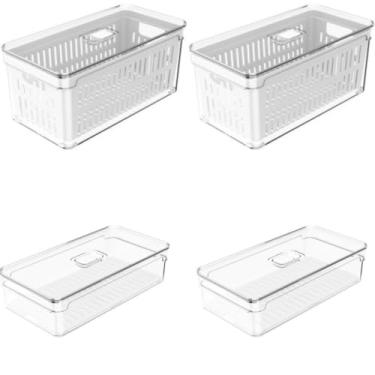 Imagem de Organizadores De Geladeira Frutas Legumes Verduras Kit C/ 4 - Transparente