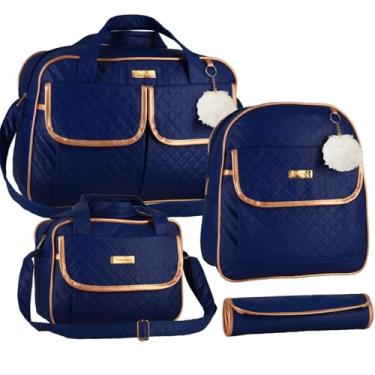 Imagem de Kit Bolsa Mala Saída Maternidade com Mochila Menino Menina Impermeável Multifuncional (AZUL MARINHO)