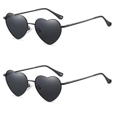 Imagem de OZPYKAE Óculos de sol femininos polarizados Love Heart, armação de metal, lentes de proteção UV400, óculos de sol em forma de coração para mulheres