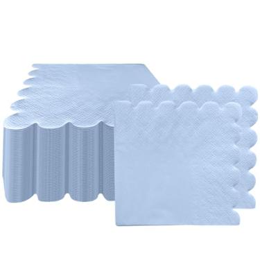 Imagem de Guardanapo azul claro descartável com 3 camadas de 50 peças, guardanapos de coquetel, guardanapos de bebidas, guardanapos de sobremesa, guardanapos de papel para festa de aniversário de casamento