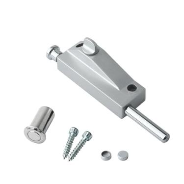 Imagem de PINGPINGXIE Fechadura de porta de pátio deslizante, porta de pátio deslizante sem chave com trava de porta, para janelas de vidro e portas de pátio trava de segurança auxiliar (prata)