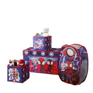 Imagem de Idea Nuova Marvel Spidey and His Amazing Friends Conjunto de armazenamento de solução de quarto de 4 peças, organizador de brinquedos, caixas dobráveis e cesto para quarto de crianças ou sala de jogos