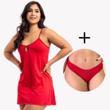 Imagem de Kit Camisola Feminina Conforto Curta + Calcinha Cores - Viére, GG, Ver