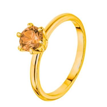 Imagem de Anel Pedra Rose Solitario Dourado 2mm Tradicional Anatomica Noivado Lu