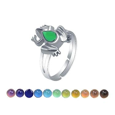 Imagem de AINILOVE Anel que muda de cor com sensor de temperatura oval/tartaruga/borboleta/pinguim animal humor anel de festa de aniversário joias presentes para filha, sobrinha, irmã amigas, Cobre, Sem pedra