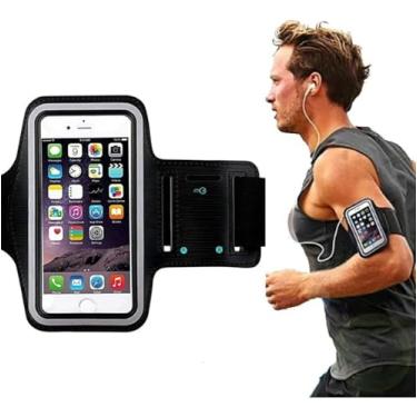 Imagem de Braçadeira Porta Celular para Corrida e Academia, Ajustável, Compatível até 5.5", Preto, Leve e Resistente