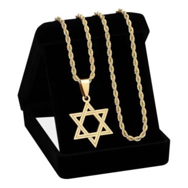 Imagem de Conjunto Masculino Corrente e Pulseira 4mm com Pingente Estrela de Davi Ouro 18k