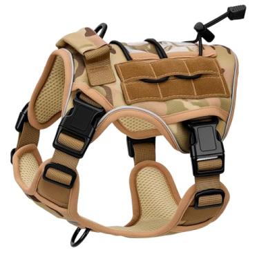 Imagem de Peitoral tático resistente para cães grandes, colete refletivo ajustável sem puxão com sistema Molle, controle de nível militar K9 para treinamento de serviço, atividades ao ar livre e mais de 10