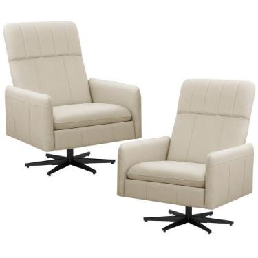 Imagem de Kit 2 Poltronas Decorativa Giratória Retrátil Reclinável Lutor L06 Cou