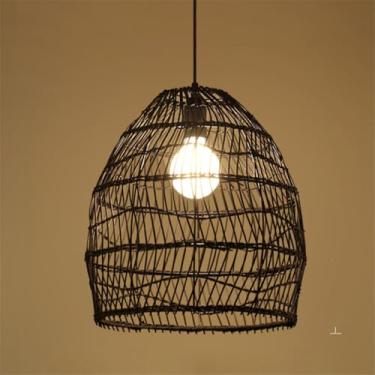 Imagem de OUFULA Contemporary Vine Art Weaving Pendant Lamp LED FashionCriatividade Restaurant Bar Counter Cafe Bar Homestay Tea Room Decoração Light (B D45CM)