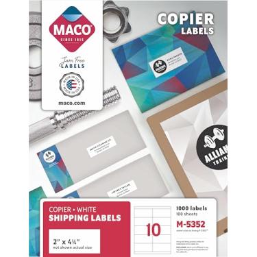 Imagem de MACO Etiquetas de envio para copiadora branca, 5 x 10 cm, 10 por folha, 1000 por caixa (M-5352)