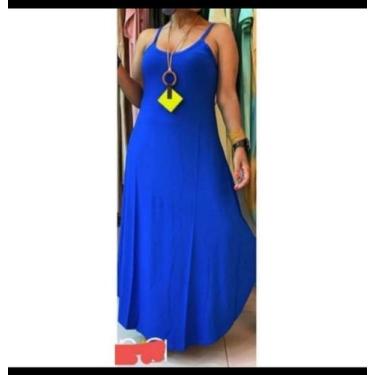 Imagem de Vestido longo de  alcinha - Neide modas, Azul bic, P