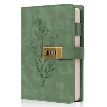 Imagem de Diário de bloqueio para mulheres diário com cadeado para meninas A5 diário bloqueado de couro 260 páginas 100 GSM diário recarregável com cadeado para adolescentes segredos diários de flores com