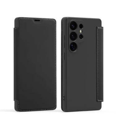 Imagem de HJZSZX Para Samsung S25Ultra Proteção Total Silicone Líquido Flip Phone Case Wallet Card Slot Bracket Cover (Para Samsung S25Ultra/Preto)