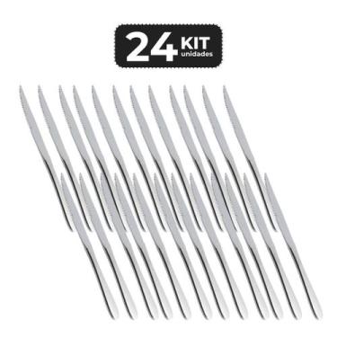 Imagem de Kit 24 faca de churrasco inox acabamento brilho - linha pallas - Chef 