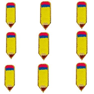 Imagem de Materiais escolares adesivos de passar a ferro, lápis de cera, aplique bordado de lantejoulas, aplique de passar, acabamento dourado com glitter para roupas infantis faça você mesmo, jeans, camiseta