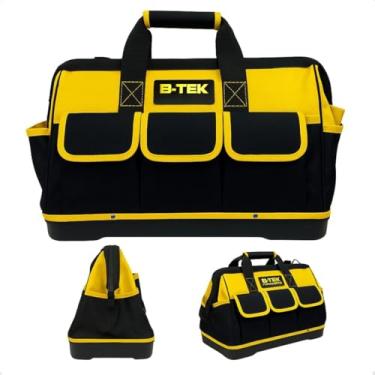 Imagem de Bolsa de Ferramentas Profissional Impermeável 16 Compartimentos Maleta Organizador Portátil Preta e Amarela com Fundo Reforçado para Eletricista, Carpinteiro e Uso Diário