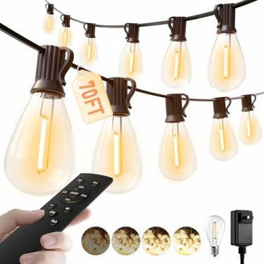 Imagem de luckystyle Cordão de luzes LED para ambientes externos com controle remoto, 24 + 1 lâmpadas à prova de estilhaçamento, luzes de pátio à prova d'água e reguláveis para varanda, jardim, quintal, deck