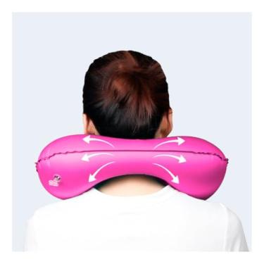 Imagem de Almofada Encosto de Pescoço Inflável Travesseiro De Pescoço Inflável Viajar Confortável - Rosa