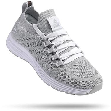 Imagem de PEAK Tênis feminino leve para caminhada – confortável sem cadarço para corrida, tênis, academia, treino casual, Cinza, 35