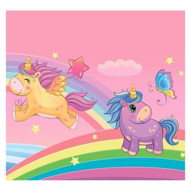 Imagem de Papel de Parede Adesivo Infantil Unicórnio Rosa Bebe Quarto Menina - 5