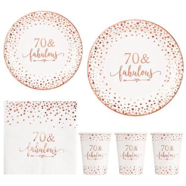 Imagem de Conjunto de talheres de festa Crisky Rose Gold 70 Fabulous 70º anivers