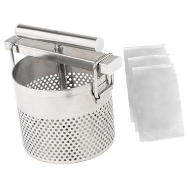 Imagem de IEUDNS Desidratador de vegetais, prensa de aço inoxidável de 1,8 L para serviço pesado, para enchimento de panquecas, cilindro de malha de 5,5 x 7 polegadas,