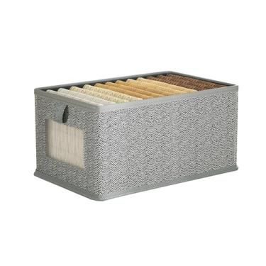 Imagem de Caixa Organizadora com Visor Transparente 44x20x30cm Cinza - 1 Unidade para Organização de Roupas e Acessórios (1)