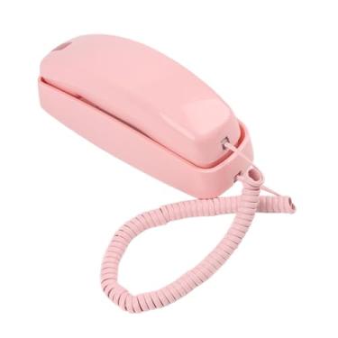 Imagem de BaotyJie Telefone de parede com fio, telefone residencial com controle de volume, botão grande, de parede, linha fixa para escola, hotel, garagem, aeroporto, Rosa
